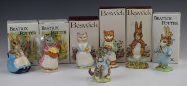 Collection of Beswick Beatrix Potter figures including Ginger and Fierce Bad Rabbit