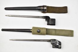 Two British Lee Enfield MkIV spike bayonets both with 20cm blades, scabbards and frogs. PLEASE