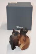 Daum pâte de verre glass sculpture Chatons of two cats one licking the other, 10cm tall, 05026, in