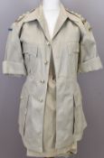 British Army Gloucestershire Regiment officer's tropical jacket and shorts, with rank insignia and