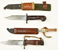 Two Russian bayonets comprising Avtomat Kalashnikov with wire cutter function, 14.5cm serrated blade