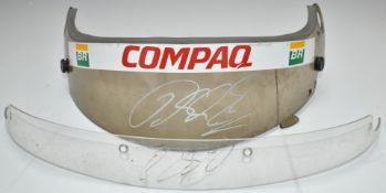 Ralf Schumacher signed Formula 1 2002 Williams windscreen together with a signed Compaq sponsored