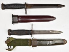 Philippine bayonet with 17cm blade, armed forces emblem to scabbard and frog together with a copy