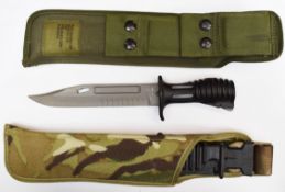 British SA80 knife bayonet with 18cm blade, scabbard and frog together with another scabbard and