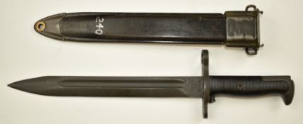 American WW2 M1 knife bayonet for the Garand rifle, with 25cm blade and UFH US to ricasso, with