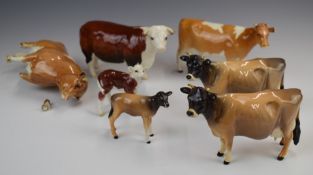 Collection of Beswick cattle for restoration including Hereford, Jersey and Guernsey, tallest 12cm