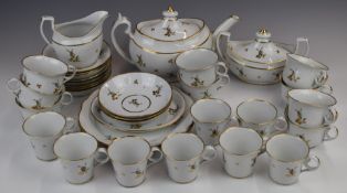 Approximately thirty four pieces of 19thC Worcester Chamberlain porcelain tea ware with enamelled