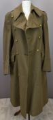 British Army Gloucestershire Regiment officer's khaki greatcoat with associated brass buttons, c1914