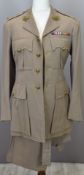 British Army Gloucestershire Regiment officer's khaki drill jacket and trousers with rank insignia