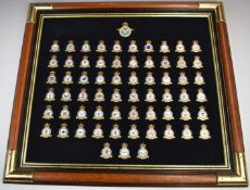 Danbury Mint framed set of enamel and gold plate RAF squadron badges, overall size 53 x 59cm