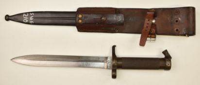 Swedish 1896 pattern Mauser bayonet with good stamps to ricasso including ET AB, 21cm blade,