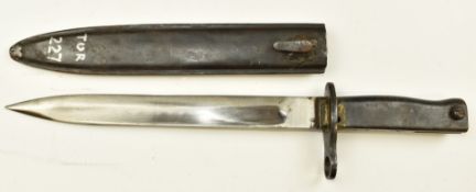 Turkish 1917 bayonet sometimes known as a re-weld, with 25cm fullered blade with scabbard. PLEASE
