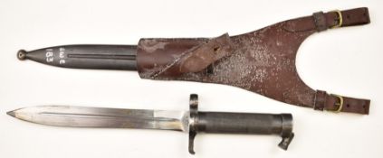 Swedish 1896 pattern Mauser bayonet with good stamps to ricasso including ET AB, 21cm blade,