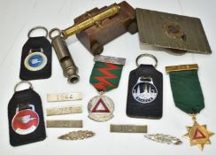 Motoring collectables to include Chrysler badge with note suggesting it to have been from a 1938