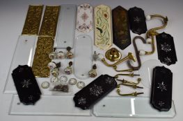 Collection of seven Copeland and Garret (Spode) door knobs decorated with flower sprays, longest 7cm