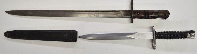 Swiss 1957 pattern SIG assault rifle bayonet, export version, maker's mark and 38000 under W to