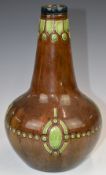Farnham Art Pottery bulbous brown glazed vase with geometric decoration, height 27.5cm