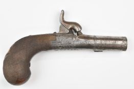 Smith of London retailed Belgian percussion hammer action pocket pistol with named and engraved