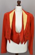 British Army Gloucestershire Regiment officer's scarlet mess jacket with yellow lapels, presidential
