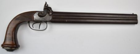 Unnamed 24 bore percussion hammer action double barrelled over and under carriage or coaching pistol