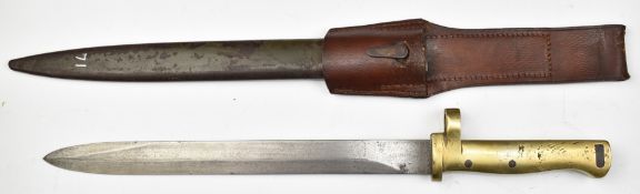 German Ersatz 88/98 pattern brass hilted knife bayonet with stepped muzzle ring, 30cm blade,