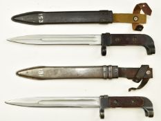 Two Russian AK47 pattern bayonets both with 20cm blades, scabbard and belt attachments. PLEASE