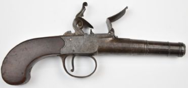 Archer of London percussion hammer action pocket pistol converted from flintlock with named and