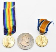 Two WW1 Victory Medals named to 110488 Pte A H Griffiths Tank Corps and 101665 Pte H M Roberts