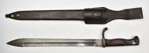 German 98/05 pattern sawback bayonet with wooden grips, Waffenbrink Mauser AG to ricasso, a 36.5cm