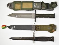 Two assault rifle bayonets, one a Kuwait example with 16.5cm blade the other a Thailand example with