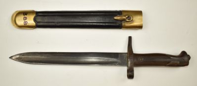 Italian 1870/87 pattern Vetterli bayonet stamped BC 1254 to crossguard and TA to ricasso with 23.5cm