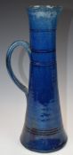 Farnham Art Pottery large flared ewer with incised banded decoration, 36cm tall