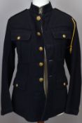 British Army Gloucestershire Regiment 1914 pattern black jacket with yellow string lanyard and brass