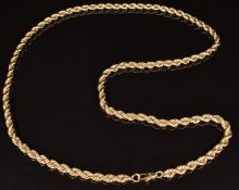 A 9ct gold rope twist necklace, length 72cm, 70.7g