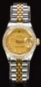 Rolex Oyster Perpetual Datejust ladies wristwatch ref. 69173 with date aperture, diamond set hour