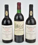 Two bottles of Graham's 1976 Malvedos Vintage Port, 75cl and a Chateau Le Tour de Mons Grand Vin