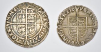 Queen Mary (1553-54) hammered silver groat and an Elizabeth I hammered silver sixpence 1568