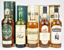 Five bottles of whisky comprising Glen Ord Northern Highland Single Malt aged 12 years 1ltr, 40%