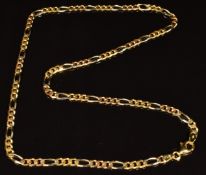 An 18ct gold chain tri-colour curb link necklace, length 50cm, 22.1g