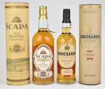Two bottles of whisky comprising Scapa Single Orkney Malt Scotch Whisky aged 10 years, 1ltr, 43% vol