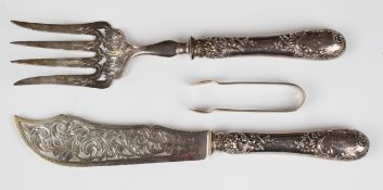Pair of late 19thC French silver fish servers, maker Henri Gabert, together with a pair of