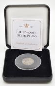 Jubilee Mint Edward I 1272-1317 hammered silver penny, in deluxe case with certificate
