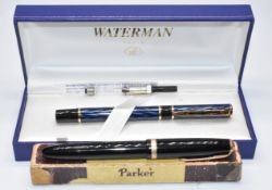 Parker Duofold and Waterman Laureat fountain pens, both in original boxes
