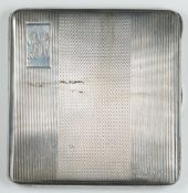 Art Deco hallmarked silver cigarette case with engine turned decoration, Birmingham 1931, maker