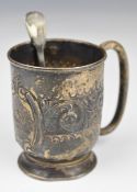 Edward VII hallmarked silver christening tankard, Birmingham 1904, maker Henry Clifford Davis,