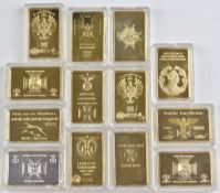 Twelve Deutsche Reichsbank 999/1000 replica gold ingots commemorating WW2, together with a similar