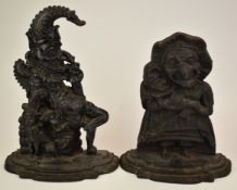 Pair of cast iron Punch and Judy doorstops, height of tallest 32cm