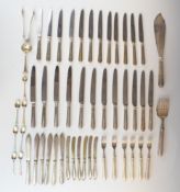 Set of six hallmarked silver and guilloché enamel tea or coffee spoons, Birmingham 1949, maker