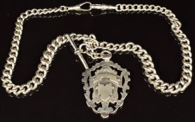 Hallmarked silver double Albert with fob dated 1904, 73g