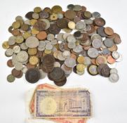 A small collection of UK and overseas coinage, Queen Victoria onwards, includes some silver